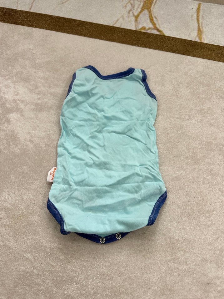 Mavi Baskılı Erkek Bebek Kolsuz Body - Görsel 2