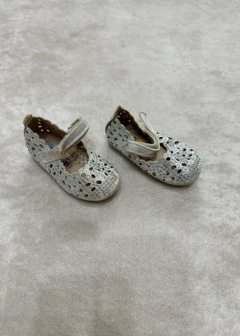 Kız Çocukları için Payetli Beyaz Babet - Görsel 2