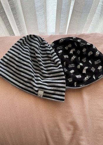 Erkek Çocuk Gri Zebra Desenli Örme Bere