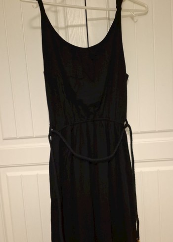 Siyah Uzun İp Askılı Kemerli Kadın Tulum - Görsel 2