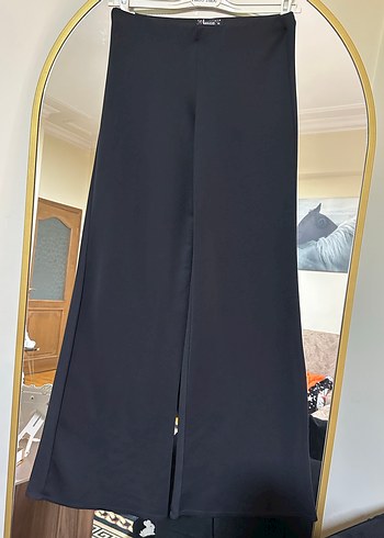 Kadın Siyah Pilili Uzun Kumaş Pantolon - Görsel 3