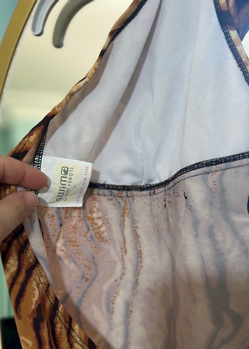 l Beden kahverengi Renk Zebra Desenli Kahverengi Drapeli Mayo