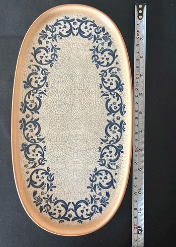 Mavi Desenli Porselen Sunum Tabağı - Görsel 3