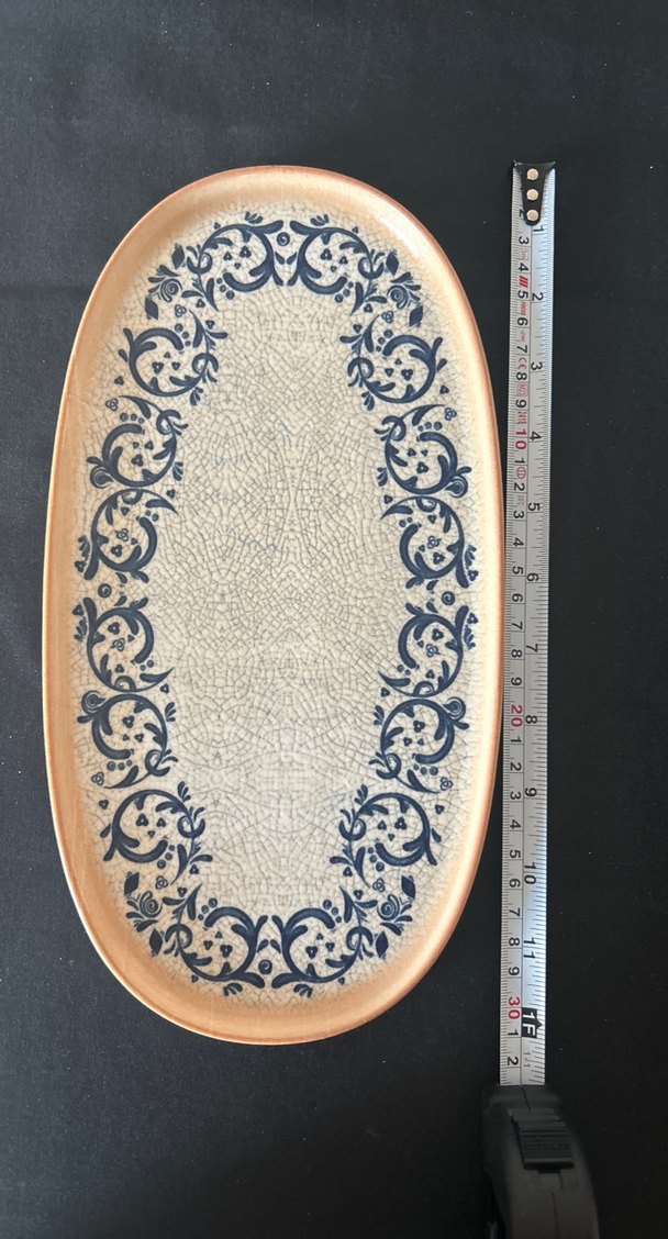 Mavi Desenli Porselen Sunum Tabağı - Görsel 3