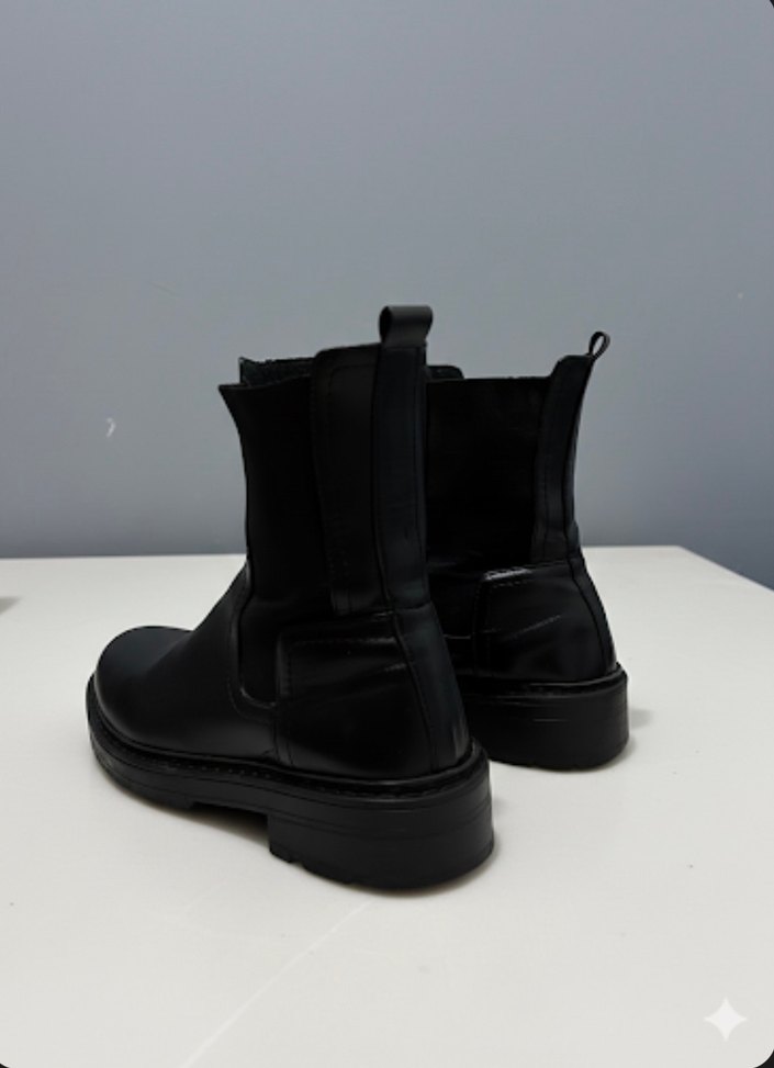 Siyah Minimalist Blok Topuklu Kadın Bot - Görsel 4