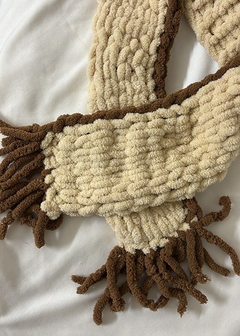 Kahverengi Nakışlı Bohem Çocuk Bere ve Atkı - Görsel 4