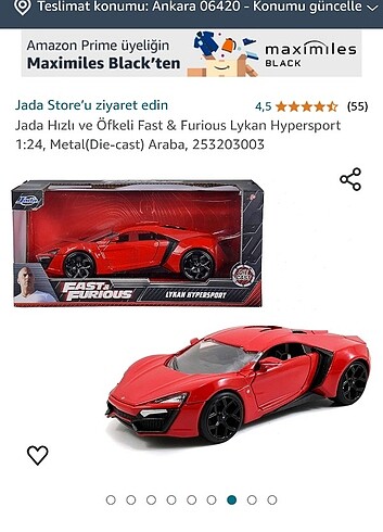Jada hızlı ve öfkeli/Fast&furıous lykan hypersport Metal die-cas