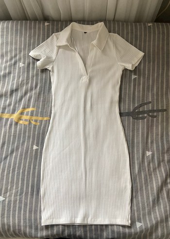 Zara Ekru Fitilli Polo Elbise