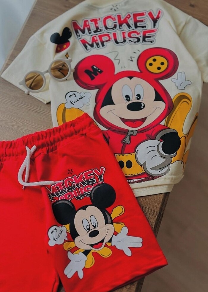 Erkek Mickey mouse şortlu takım  - Görsel 2