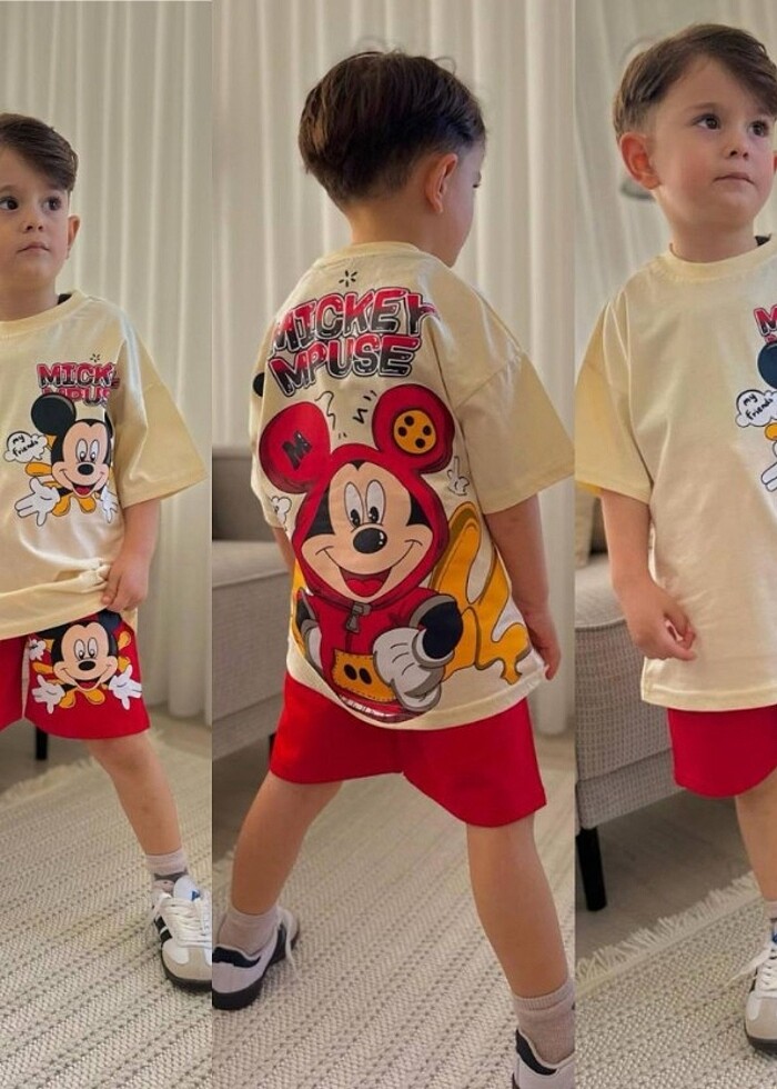 Erkek Mickey mouse şortlu takım  - Görsel 3
