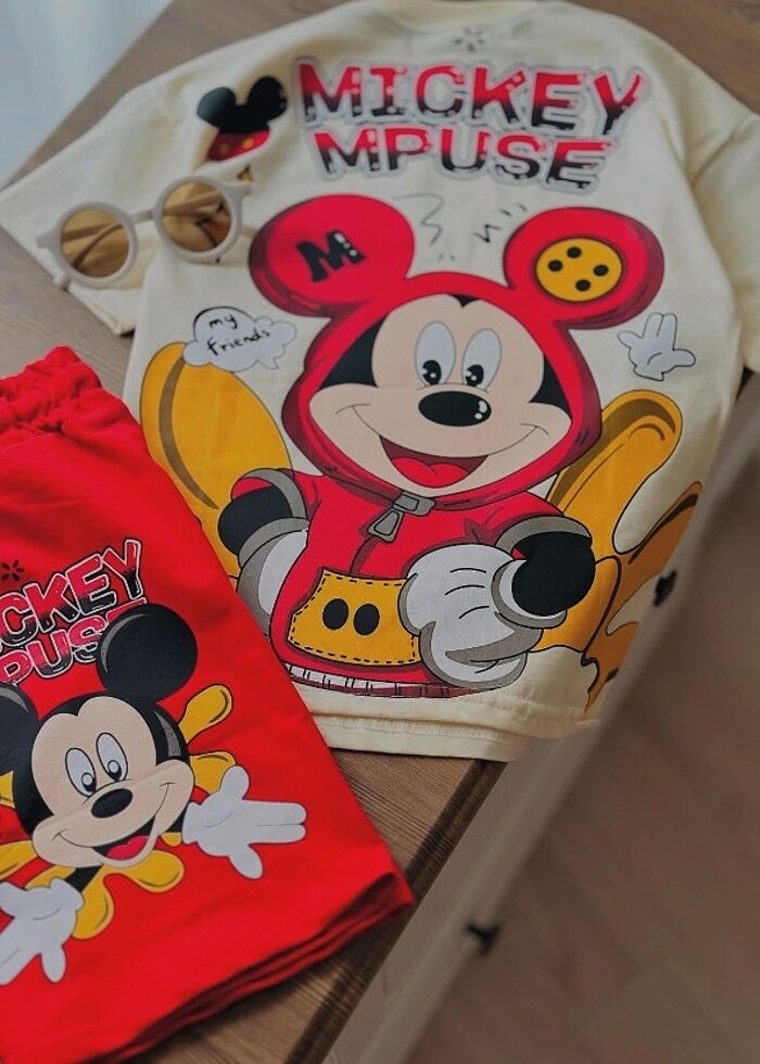 Erkek Mickey mouse şortlu takım  - Görsel 5