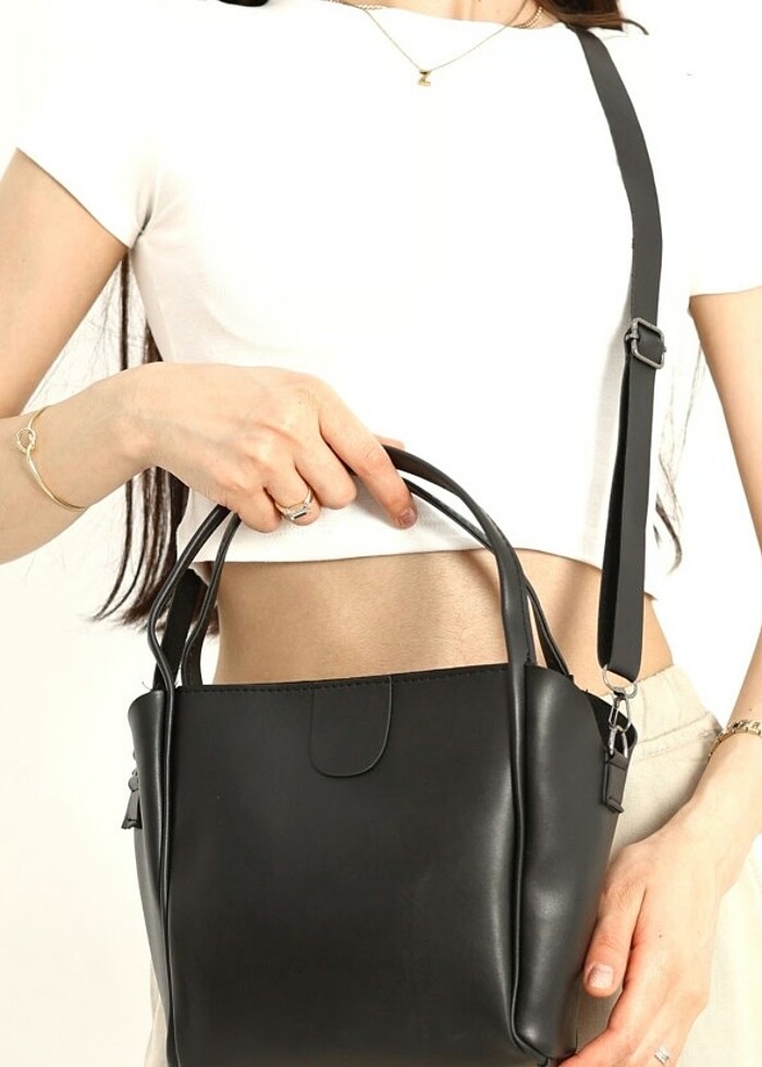 Tokalı deri omuz çantası  - Görsel 2