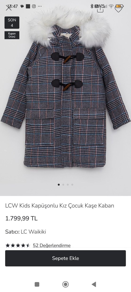 lcw japsonlu kız çocuk kasa kaban 5-6 yaş - Görsel 3