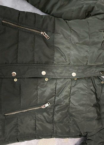 Kürklü Kadın Kış Montu haki DeFacto - Görsel 6