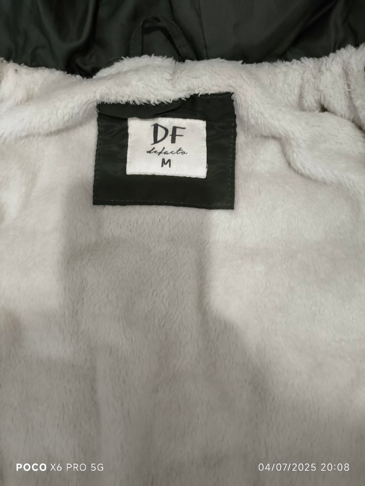 Kürklü Kadın Kış Montu haki DeFacto - Görsel 5