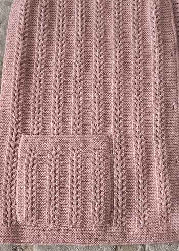 Pembe V Yaka Örgü Kadın Yelek - Görsel 3