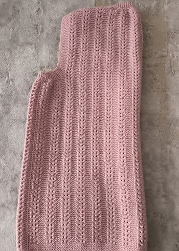 Pembe V Yaka Örgü Kadın Yelek - Görsel 4