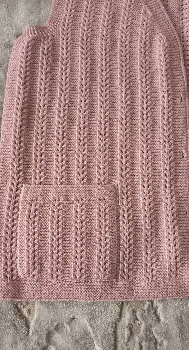 Pembe V Yaka Örgü Kadın Yelek - Görsel 3