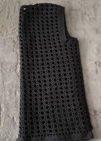 Antrasit Örgü Kadın yelek V Yakalı - Görsel 4