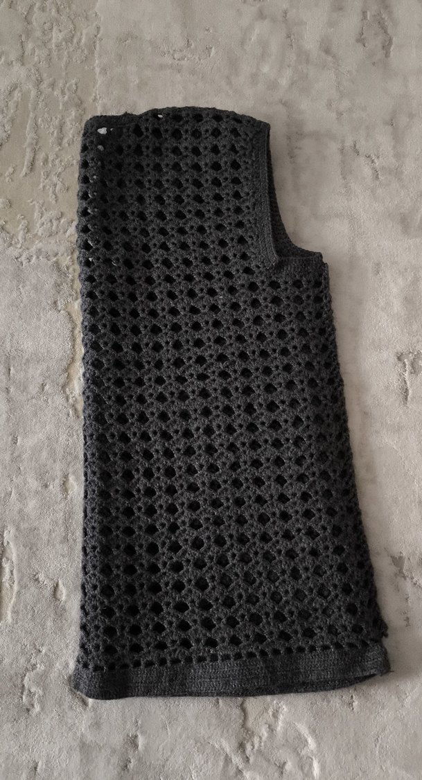 Antrasit Örgü Kadın yelek V Yakalı - Görsel 4