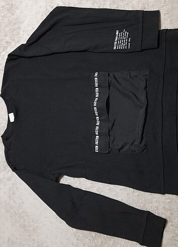 LC Waikiki Lcw 11 12 yaş siyah önü cep tedaylı sweat