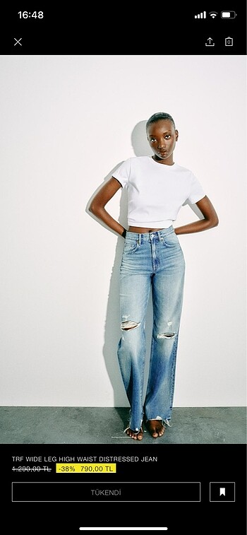 TRF WIDE LEG HIGH WAIST DISTRESSED JEAN