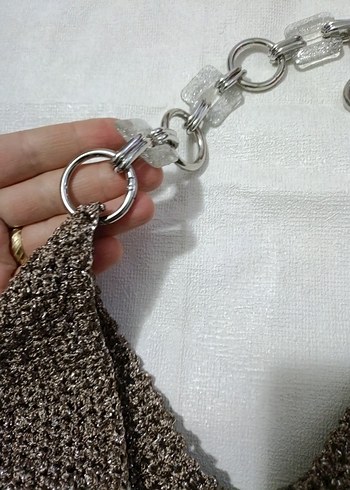 Bej Örgü Kadın Çanta Zincir Saplı - Görsel 4
