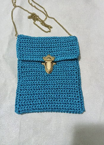 Mavi Örgü Kadın Çanta - Görsel 2