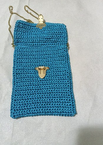 Mavi Örgü Kadın Çanta - Görsel 3