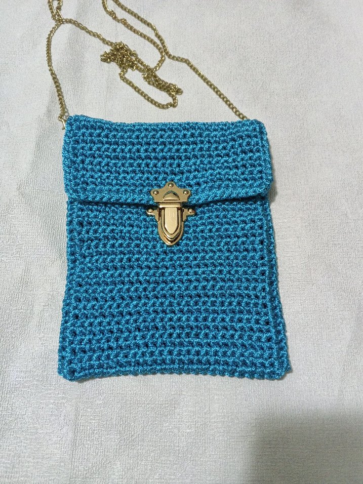 Mavi Örgü Kadın Çanta - Görsel 2