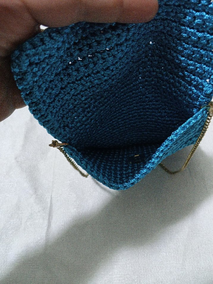 Mavi Örgü Kadın Çanta - Görsel 4