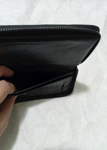 Siyah Deri Fermuarlı Kadın Cüzdanı - Görsel 4