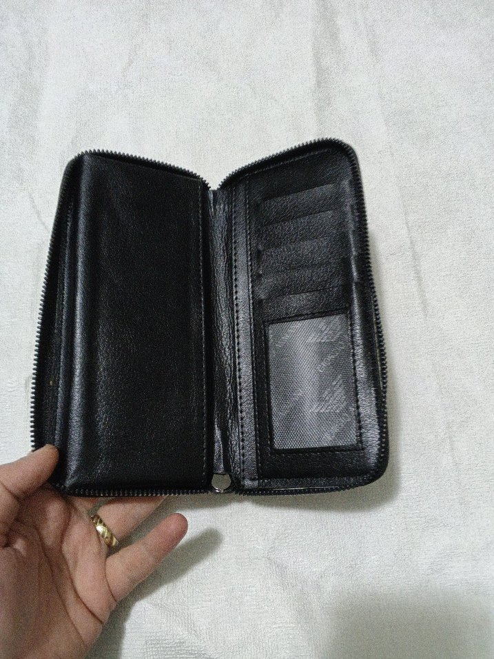 Siyah Deri Fermuarlı Kadın Cüzdanı - Görsel 3