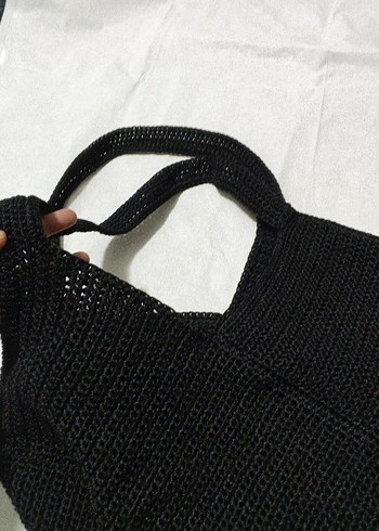 Siyah Örgü Kadın Çanta - Görsel 2