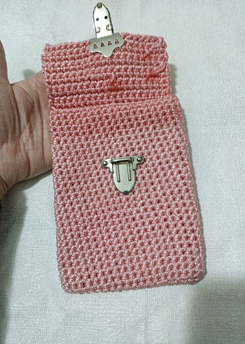 Pembe Örgü Kadın Çapraz Çanta - Görsel 2