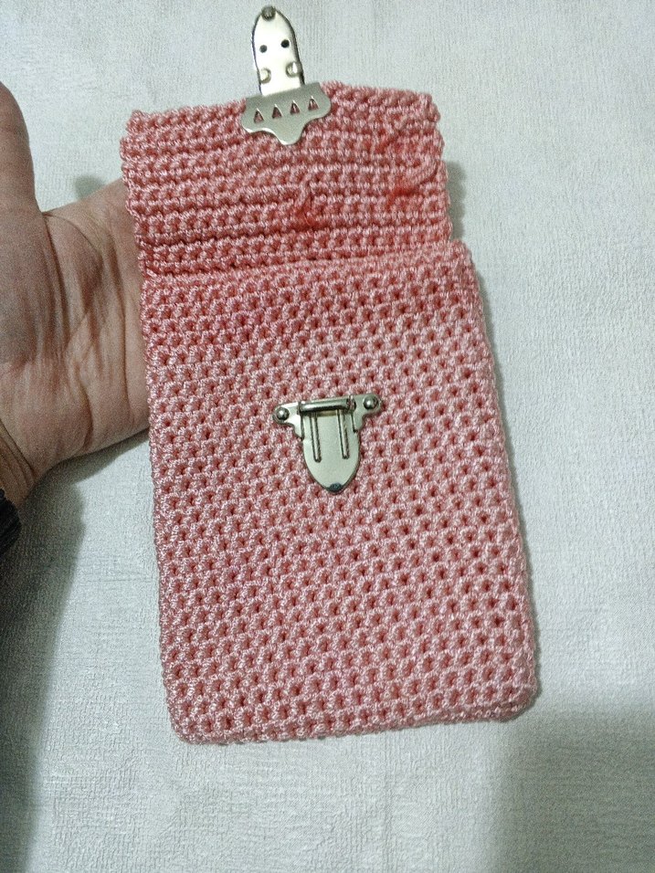 Pembe Örgü Kadın Çapraz Çanta - Görsel 2