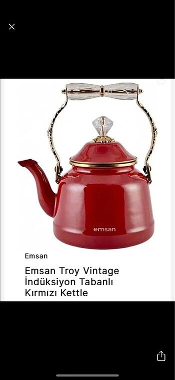 Emsan troy çaydanlık kettle kırmızı emaye