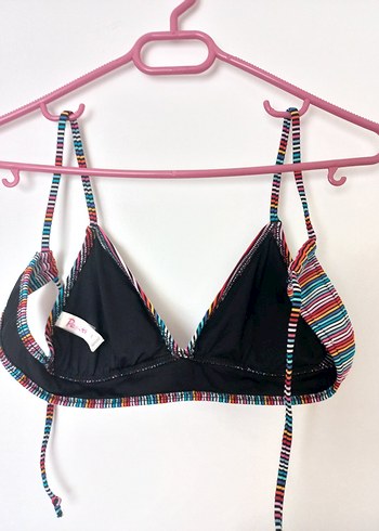 s Beden Renkli Çizgili Bohem Bikini Üstü penti