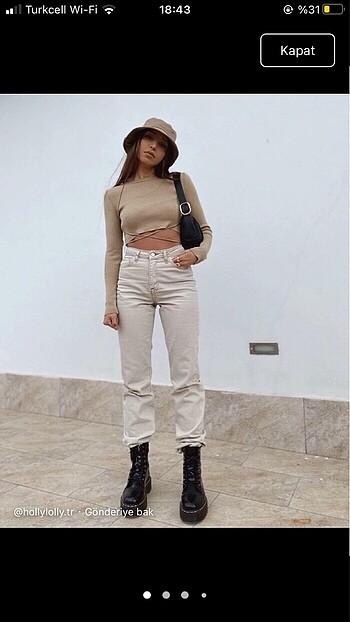 Bej mom jean