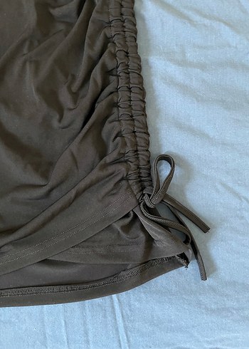 36 Beden Siyah Drapeli Mini Elbise
