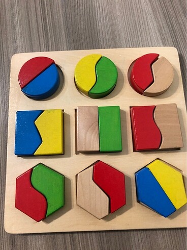 Ahşap geometri şekilleri puzzle oyuncak
