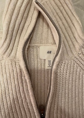 m Beden beyaz Renk H&M Bej Yarım Fermuarlı Yünlü Kadın Kazak
