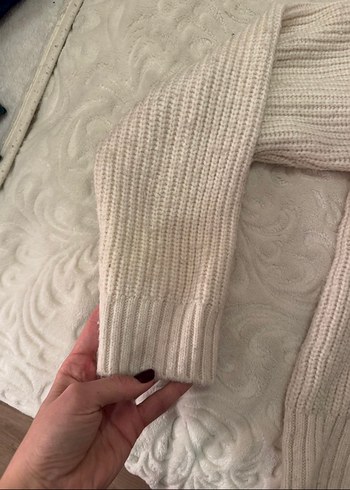 H&M H&M Bej Yarım Fermuarlı Yünlü Kadın Kazak