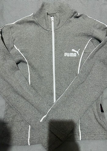 Puma Gri Melanj Spor Fermuarli Sweatshirt