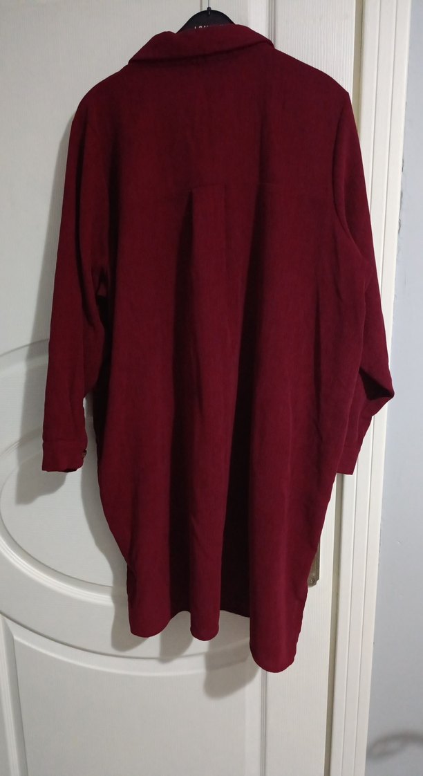 Bordo Uzun Kollu Düğmeli gömlek - Görsel 3