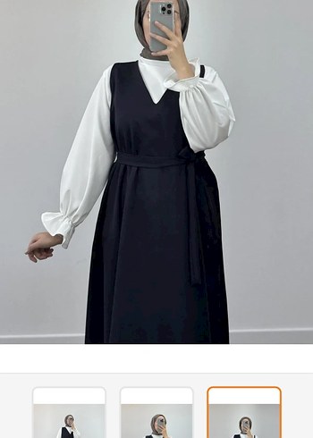 Siyah Uzun Salaş Kolsuz Elbise - Görsel 2