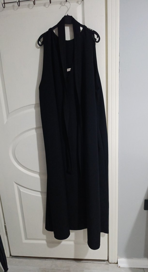 Siyah Uzun Salaş Kolsuz Elbise - Görsel 3