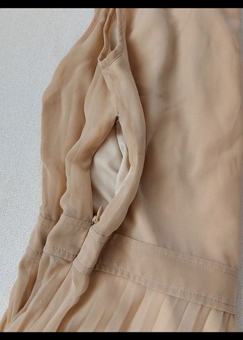 Bej Dantel Detaylı Elbise - Görsel 5