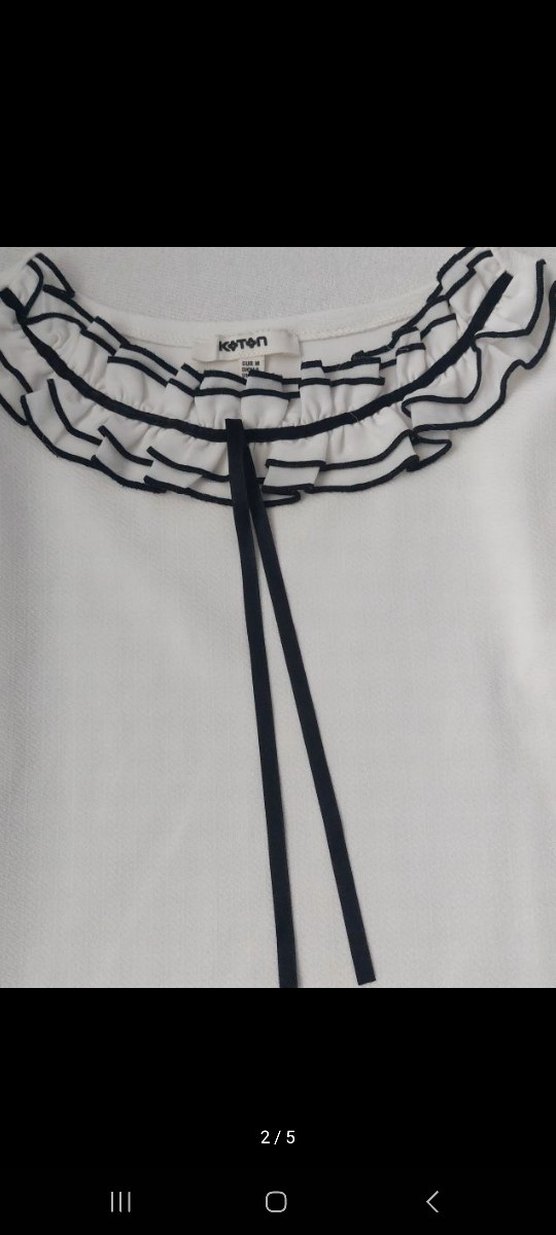 Kapri Kollu Fırfırlı Beyaz Kadın Bluz - Görsel 2