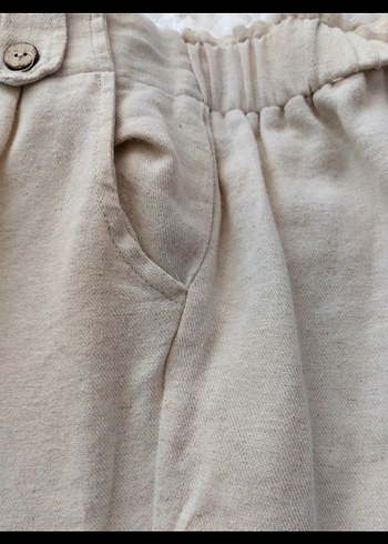 Bej Keten Kadın Pantolon - Görsel 5